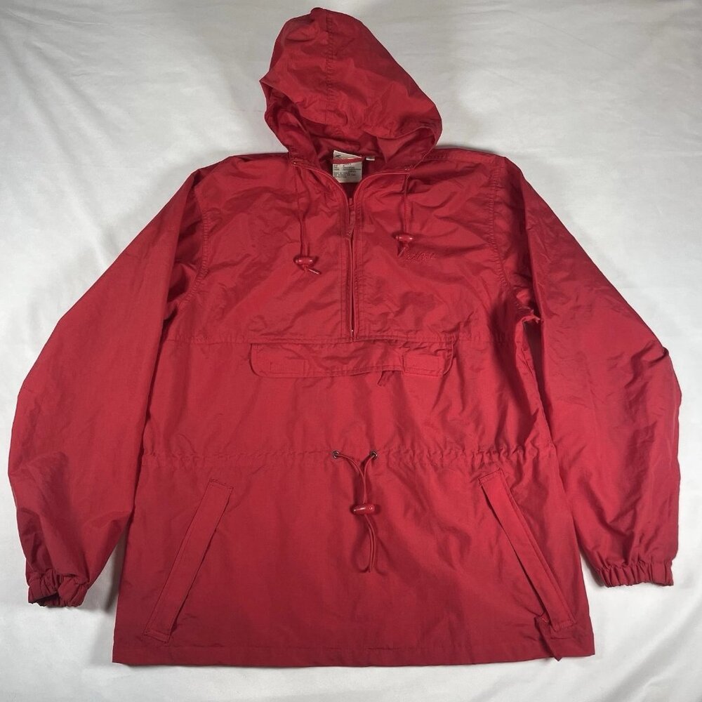 VINTAGE L.L.Bean Women's Small (S) Red Anorak Pullover Jacket Nylon Windbreaker